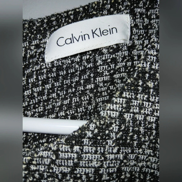 Calvin Klein women's size 10 tweed bell sleeve midi dress black white pl… - Picture 3 of 7